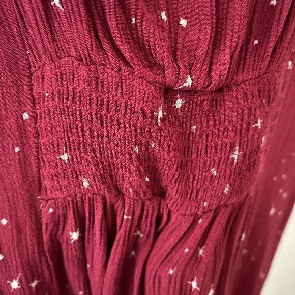 O’Neill wine colored jumpsuit/romper wide leg ruching shirt sleeve long pant S - Picture 2 of 8